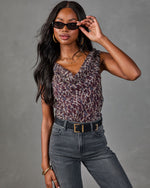 Quite Lovely Floral Cowl Neck Tank Top