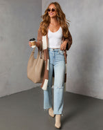 Nestle Down Contrast Stripe Knit Cardigan