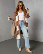 Nestle Down Contrast Stripe Knit Cardigan