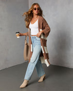 Nestle Down Contrast Stripe Knit Cardigan