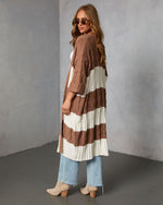 Nestle Down Contrast Stripe Knit Cardigan