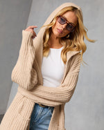Saville Hooded Ribbed Knit Cardigan