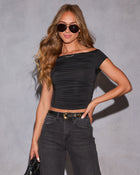 Black % Caiden Boat Neck Top-1