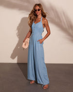 Coastal Theory Halter Neck Chambray Jumpsuit
