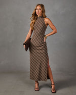 Living Well Plaid Mock Neck Maxi Dress