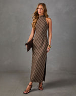 Living Well Plaid Mock Neck Maxi Dress