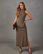Living Well Plaid Mock Neck Maxi Dress