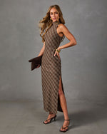 Living Well Plaid Mock Neck Maxi Dress