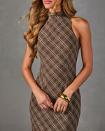 Living Well Plaid Mock Neck Maxi Dress