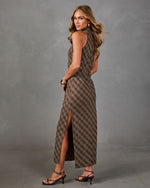 Living Well Plaid Mock Neck Maxi Dress