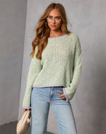 Mint % Whisper Frost Knit Contrast Trim Sweater-5
