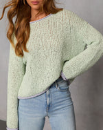 Mint % Whisper Frost Knit Contrast Trim Sweater-6