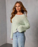 Mint % Whisper Frost Knit Contrast Trim Sweater-3