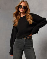 Black % Elouise Cropped Crewneck Sweater-1