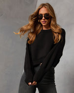 Black % Elouise Cropped Crewneck Sweater-6