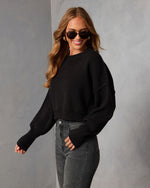 Black % Elouise Cropped Crewneck Sweater-4