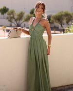 Olive % Elmhurst Ruched Halter Maxi Dress-14