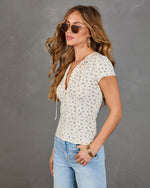 Blooming Free Henley Thermal Floral Top