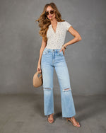 Blooming Free Henley Thermal Floral Top