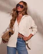 Daniella Striped Long Sleeve Button Down Top