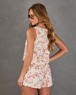 Garden Romantic Floral Linen Tank Top