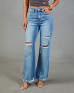 Cassiah Stretch Straight Leg Distressed Jeans