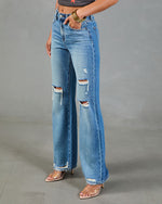 Cassiah Stretch Straight Leg Distressed Jeans