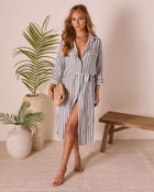 Cabana Cloud Striped Waist Tie Midi Dress