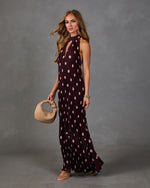 Charm School Polka Dot Halter Neck Maxi Dress