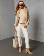 Light Taupe % Fireside Embrace Faux Fur Vest-2