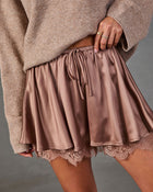 Golden Solace Satin Lace Trim Skort