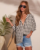 Rosanne Striped Button Down Top