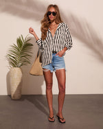 Rosanne Striped Button Down Top