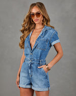 Medium Wash % Tamia Cuffed Denim Romper-3