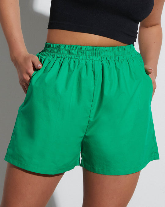 Green % Infinity Cotton Pocketed Shorts-1