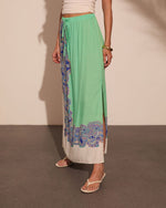 Nautical Darling Drawstring Paisley Print Maxi Skirt
