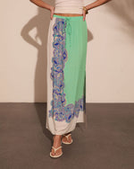 Nautical Darling Drawstring Paisley Print Maxi Skirt