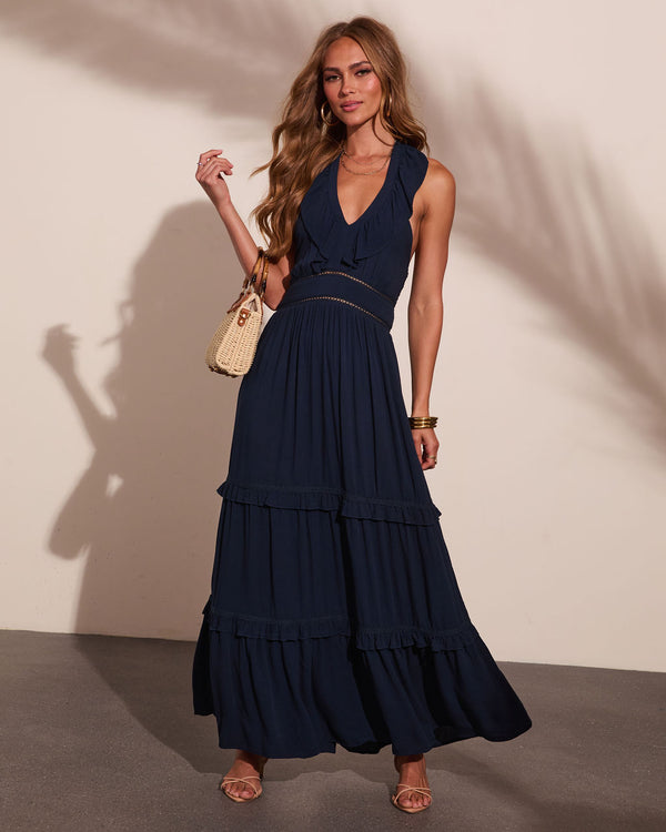 Daily Chic Halter Neck Tiered Ruffle Maxi Dress – VICI
