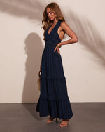 Daily Chic Halter Neck Tiered Ruffle Maxi Dress