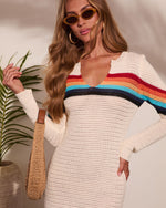 Norien Open Knit Color Block Cover Up Mini Dress