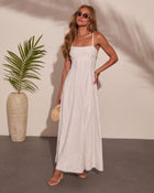 Lovely Ever After Embroidered Cotton Eyelet Maxi Dress