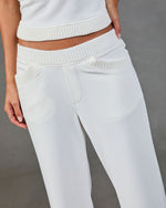 Lounge Society Fleece Ribbed Trim Wide Leg Sweatpants