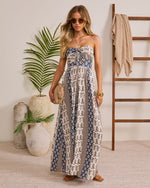 IvoryNavy % Carmella Strapless Smocked Jumpsuit-5