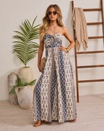 IvoryNavy % Carmella Strapless Smocked Jumpsuit-6