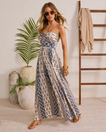 IvoryNavy % Carmella Strapless Smocked Jumpsuit-3