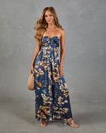 Painted Petals Floral Fitted Waist Jumpsuit
