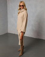 Sand % Roselle Turtleneck Midi Sweater Dress-3