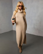 Sand % Roselle Turtleneck Midi Sweater Dress-6