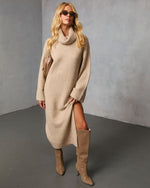 Sand % Roselle Turtleneck Midi Sweater Dress-1