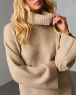 Sand % Roselle Turtleneck Midi Sweater Dress-2